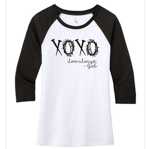 Xoxo Love Always God Women's Tri-Blend 3/4-Sleeve Raglan Shirt