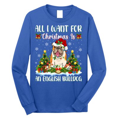 Xmas Lighting All I Want For Christmas Is A English Bulldog Gift Long Sleeve Shirt