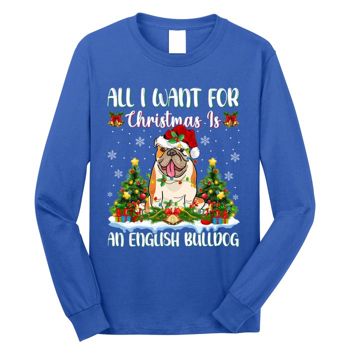 Xmas Lighting All I Want For Christmas Is A English Bulldog Gift Long Sleeve Shirt