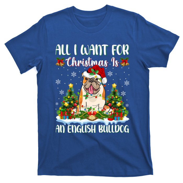 Xmas Lighting All I Want For Christmas Is A English Bulldog Gift T-Shirt