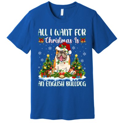 Xmas Lighting All I Want For Christmas Is A English Bulldog Gift Premium T-Shirt