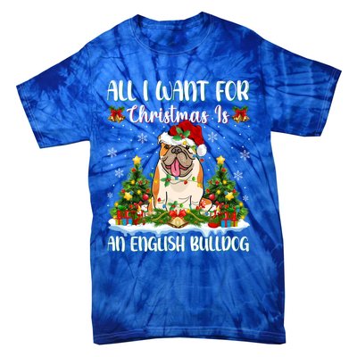 Xmas Lighting All I Want For Christmas Is A English Bulldog Gift Tie-Dye T-Shirt