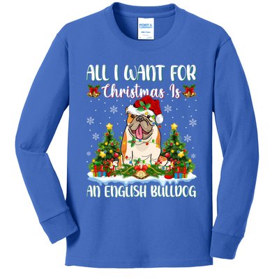 Xmas Lighting All I Want For Christmas Is A English Bulldog Gift Kids Long Sleeve Shirt