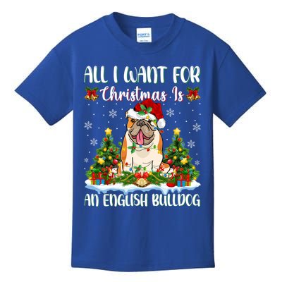 Xmas Lighting All I Want For Christmas Is A English Bulldog Gift Kids T-Shirt