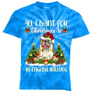 Xmas Lighting All I Want For Christmas Is A English Bulldog Gift Kids Tie-Dye T-Shirt