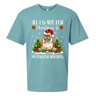 Xmas Lighting All I Want For Christmas Is A English Bulldog Gift Sueded Cloud Jersey T-Shirt