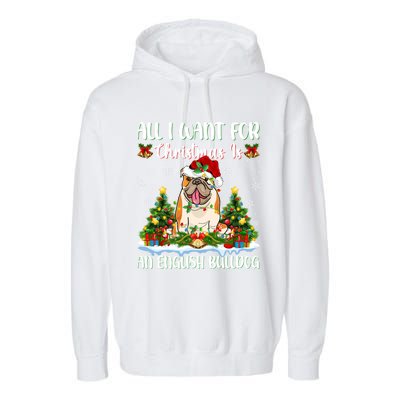 Xmas Lighting All I Want For Christmas Is A English Bulldog Gift Garment-Dyed Fleece Hoodie