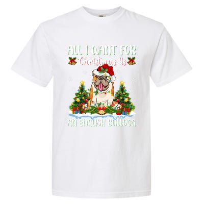 Xmas Lighting All I Want For Christmas Is A English Bulldog Gift Garment-Dyed Heavyweight T-Shirt