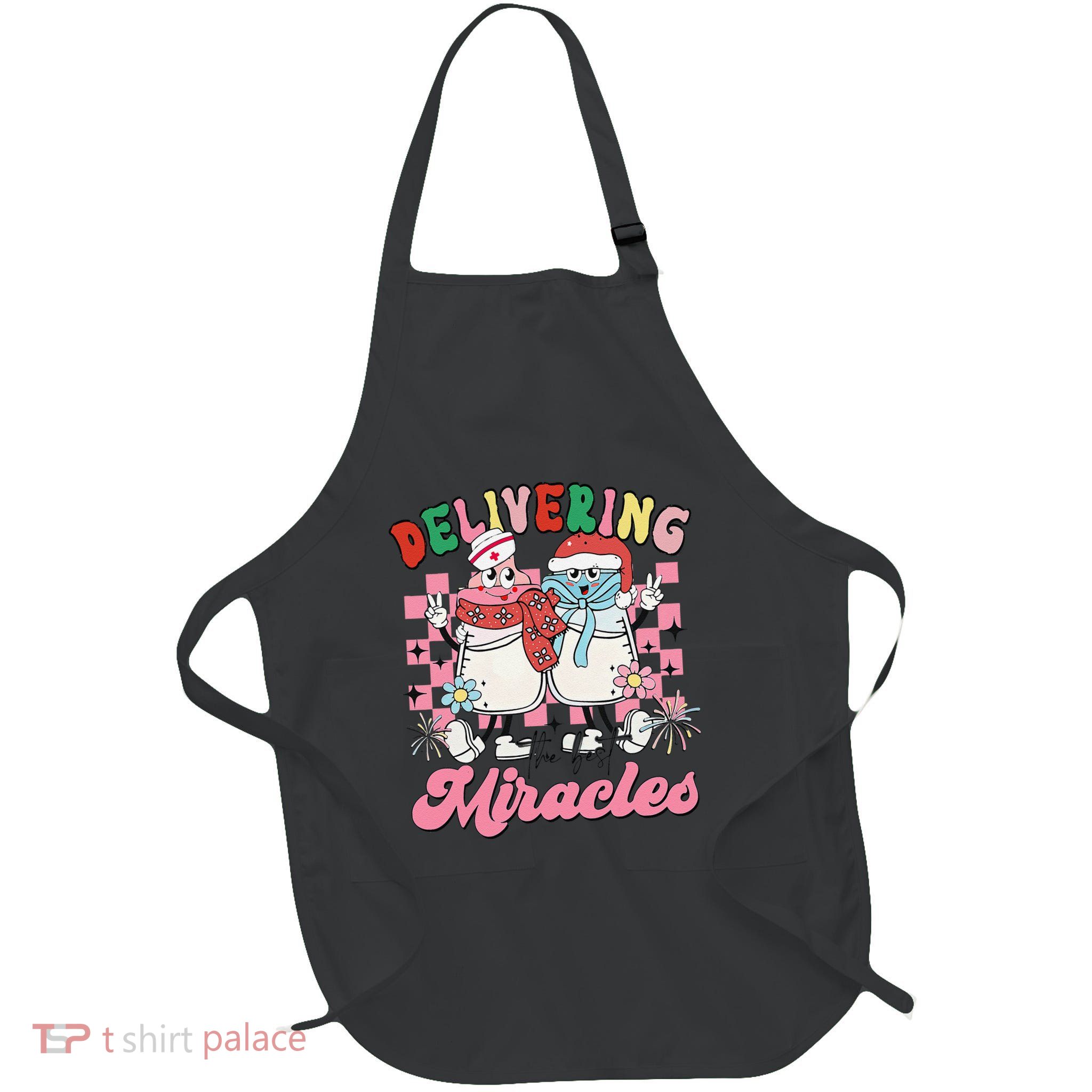 Xmas Labor And Delivery Nurse Delivering The Best Miracles Full-Length Apron With Pockets