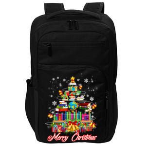 Xmas Light Book Lover Librarian Library Books Christmas Tree Gift Impact Tech Backpack