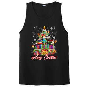 Xmas Light Book Lover Librarian Library Books Christmas Tree Gift PosiCharge Competitor Tank