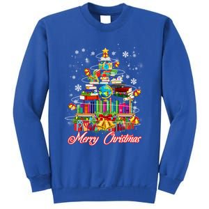 Xmas Light Book Lover Librarian Library Books Christmas Tree Gift Sweatshirt