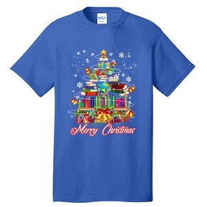 Xmas Light Book Lover Librarian Library Books Christmas Tree Gift Tall T-Shirt