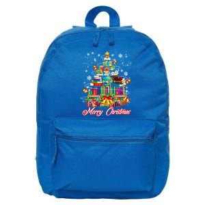 Xmas Light Book Lover Librarian Library Books Christmas Tree Gift 16 in Basic Backpack