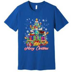 Xmas Light Book Lover Librarian Library Books Christmas Tree Gift Premium T-Shirt