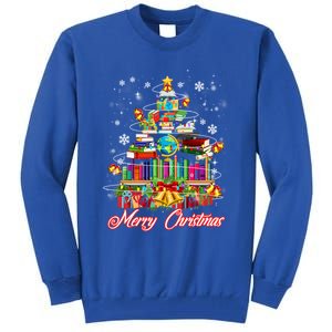 Xmas Light Book Lover Librarian Library Books Christmas Tree Gift Tall Sweatshirt