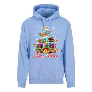 Xmas Light Book Lover Librarian Library Books Christmas Tree Gift Unisex Surf Hoodie