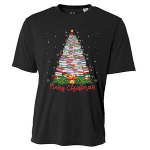 Xmas Light Book Lover Librarian Library Books Christmas Tree Cooling Performance Crew T-Shirt