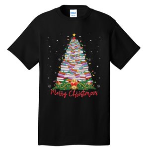 Xmas Light Book Lover Librarian Library Books Christmas Tree Tall T-Shirt