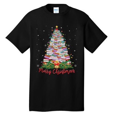 Xmas Light Book Lover Librarian Library Books Christmas Tree Tall T-Shirt