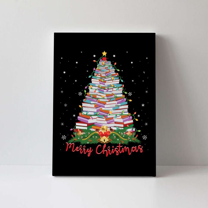 Xmas Light Book Lover Librarian Library Books Christmas Tree Canvas