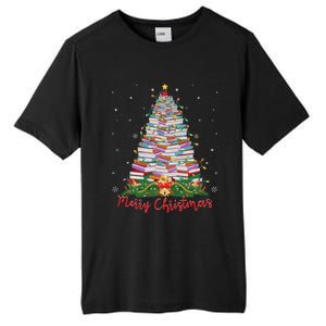 Xmas Light Book Lover Librarian Library Books Christmas Tree Tall Fusion ChromaSoft Performance T-Shirt