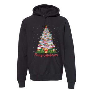 Xmas Light Book Lover Librarian Library Books Christmas Tree Premium Hoodie