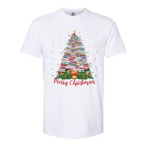 Xmas Light Book Lover Librarian Library Books Christmas Tree Softstyle CVC T-Shirt