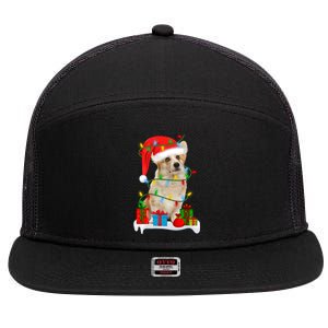 Xmas Lighting Corgi Dog Merry Corgmas Santa Corgi Christmas Gift 7 Panel Mesh Trucker Snapback Hat