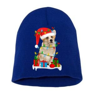 Xmas Lighting Corgi Dog Merry Corgmas Santa Corgi Christmas Gift Short Acrylic Beanie