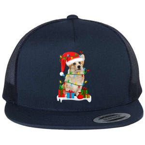 Xmas Lighting Corgi Dog Merry Corgmas Santa Corgi Christmas Gift Flat Bill Trucker Hat