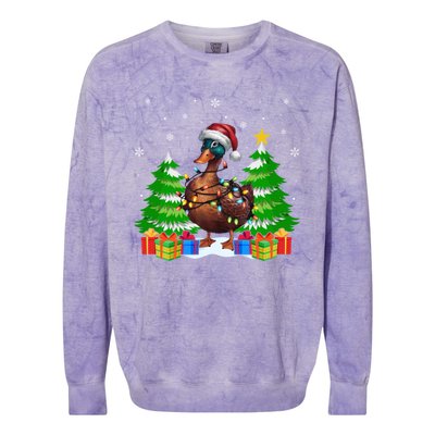 Xmas Lighting Duck Lovers Ugly Christmas Meaningful Gift Colorblast Crewneck Sweatshirt