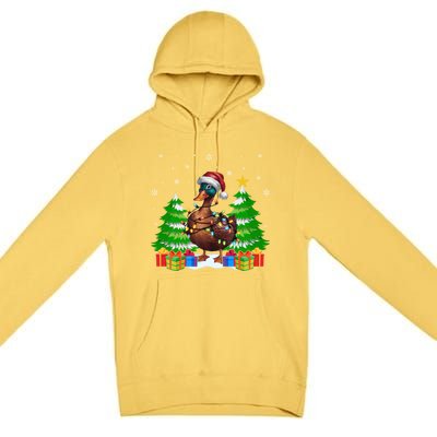 Xmas Lighting Duck Lovers Ugly Christmas Meaningful Gift Premium Pullover Hoodie