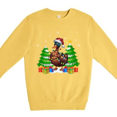 Xmas Lighting Duck Lovers Ugly Christmas Meaningful Gift Premium Crewneck Sweatshirt