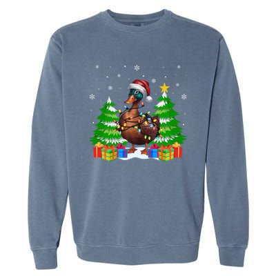 Xmas Lighting Duck Lovers Ugly Christmas Meaningful Gift Garment-Dyed Sweatshirt