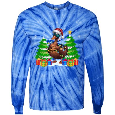 Xmas Lighting Duck Lovers Ugly Christmas Meaningful Gift Tie-Dye Long Sleeve Shirt