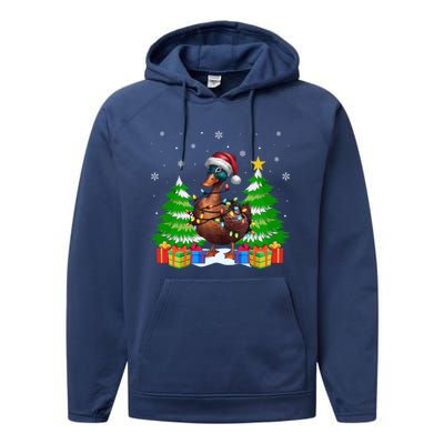 Xmas Lighting Duck Lovers Ugly Christmas Meaningful Gift Performance Fleece Hoodie