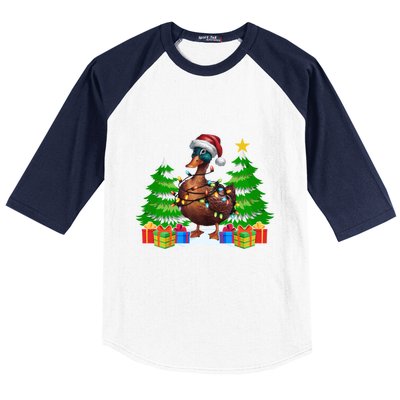 Xmas Lighting Duck Lovers Ugly Christmas Meaningful Gift Baseball Sleeve Shirt