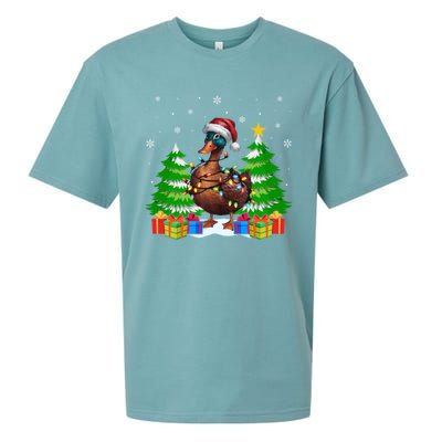 Xmas Lighting Duck Lovers Ugly Christmas Meaningful Gift Sueded Cloud Jersey T-Shirt