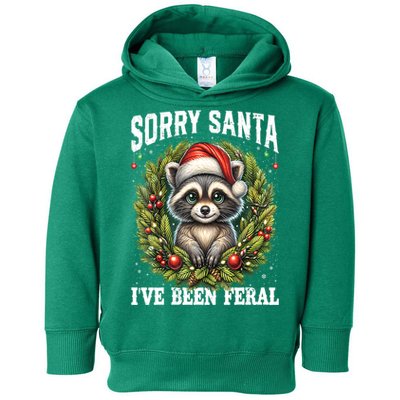 Xmas Lights Feral Sorry Santa Ive Been Feral Funny Christmas Raccoongift Toddler Hoodie