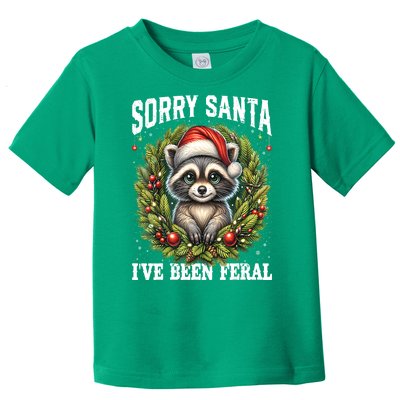 Xmas Lights Feral Sorry Santa Ive Been Feral Funny Christmas Raccoongift Toddler T-Shirt