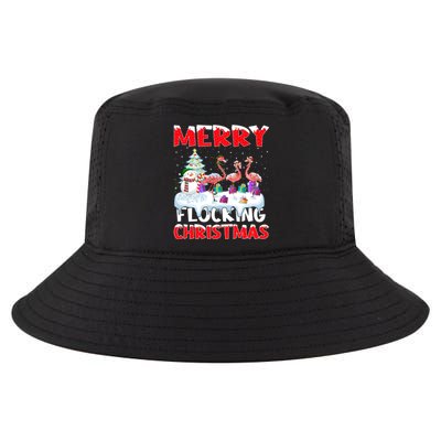 Xmas Lighting Funny Merry Flocking Flamingo Christmas Meaningful Gift Cool Comfort Performance Bucket Hat