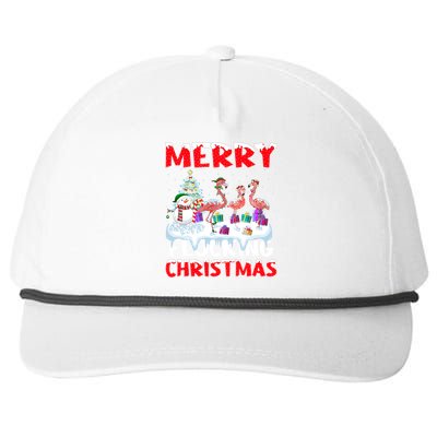 Xmas Lighting Funny Merry Flocking Flamingo Christmas Meaningful Gift Snapback Five-Panel Rope Hat