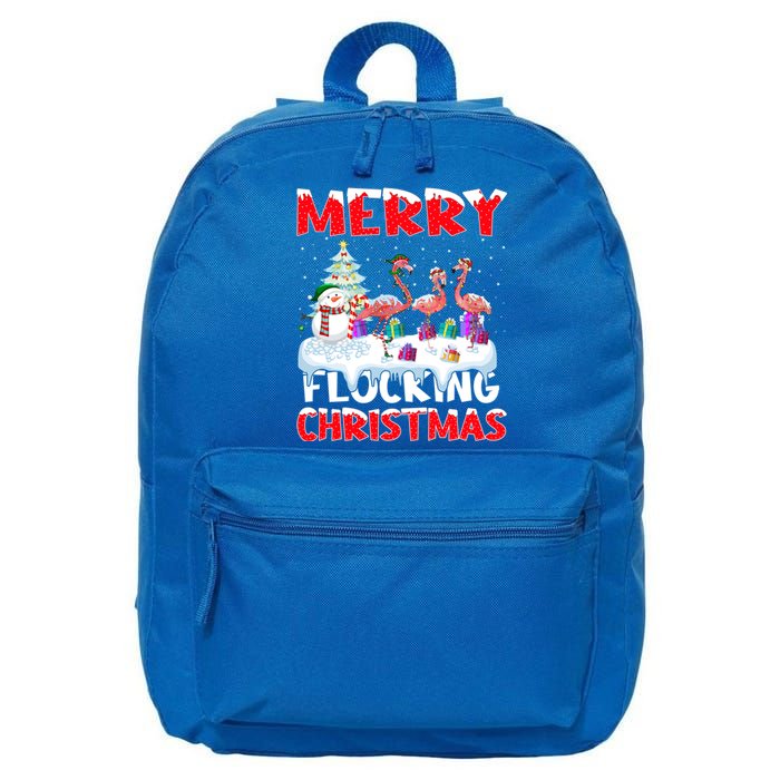 Xmas Lighting Funny Merry Flocking Flamingo Christmas Meaningful Gift 16 in Basic Backpack