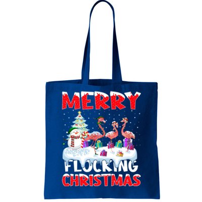 Xmas Lighting Funny Merry Flocking Flamingo Christmas Meaningful Gift Tote Bag