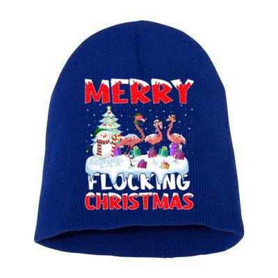 Xmas Lighting Funny Merry Flocking Flamingo Christmas Meaningful Gift Short Acrylic Beanie