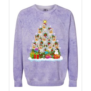 Xmas Lights Funny Santa Yorkshire Terrier Dog Christmas Tree Gift Colorblast Crewneck Sweatshirt