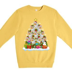 Xmas Lights Funny Santa Yorkshire Terrier Dog Christmas Tree Gift Premium Crewneck Sweatshirt