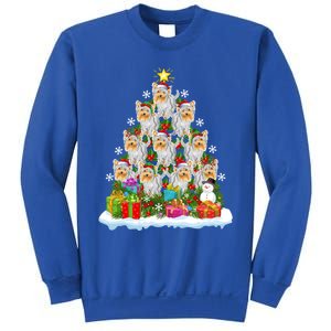 Xmas Lights Funny Santa Yorkshire Terrier Dog Christmas Tree Gift Sweatshirt