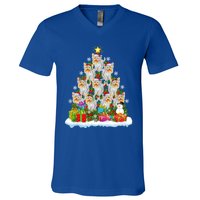 Xmas Lights Funny Santa Yorkshire Terrier Dog Christmas Tree Gift V-Neck T-Shirt